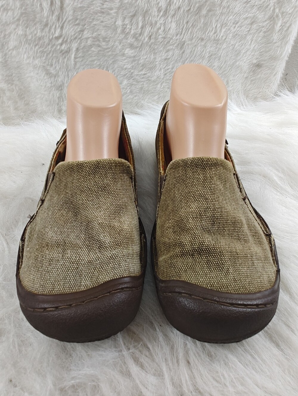 KEEN Cush Slip On Shoes Women's Size 8.5 Brown Yellow Leather Fabric Comfort - Picture 2 of 15